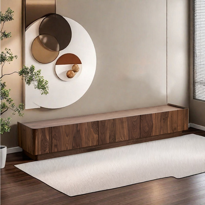 Meuble télé de style moderne et minimaliste en bois massif, 86.61"