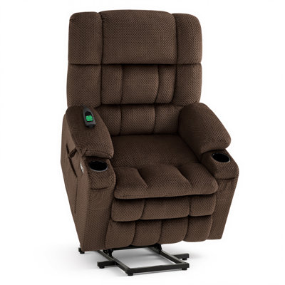 Fauteuil inclinable électrique à deux moteurs avec massage et chaleur, position infinie, revêtement en tissu