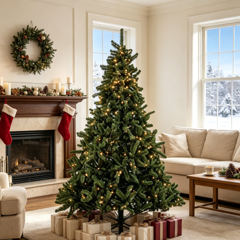 Arbre de Noël artificiel 7 pi pré-éclairé, 7'