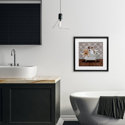 «Bath Buddies Dog Trio», reproduction sous verre encadrée, conception de Marcus Prime