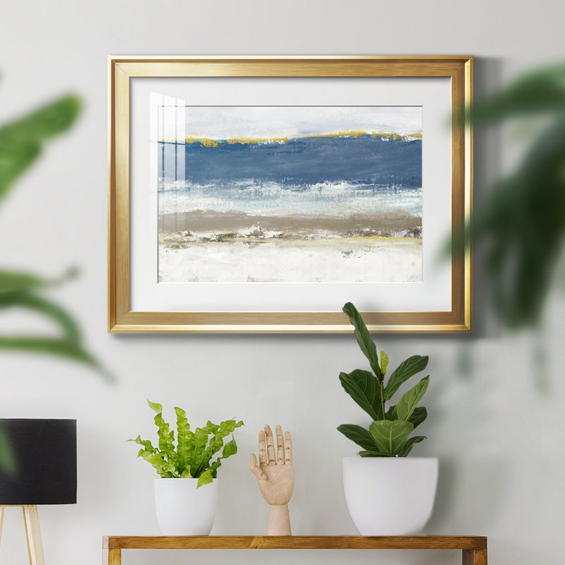Bleu ciel - peinture encadrée, H 22,5 po x l 30,5 po x P 1,5 po, Cadre doré