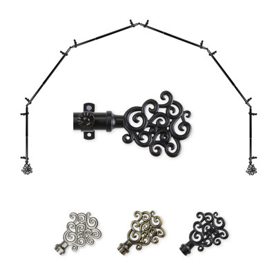 Reinaldo Adjustable Bay Window Single Curtain Rod
