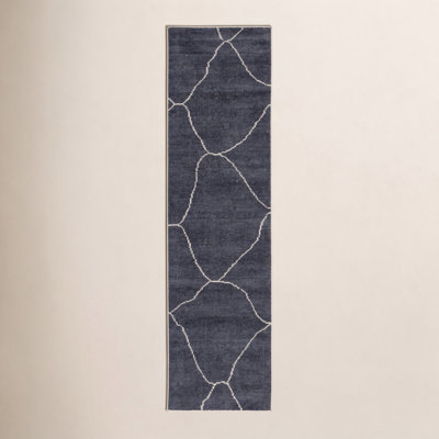 Rowan Black White Hand-Loomed Geometric Rug