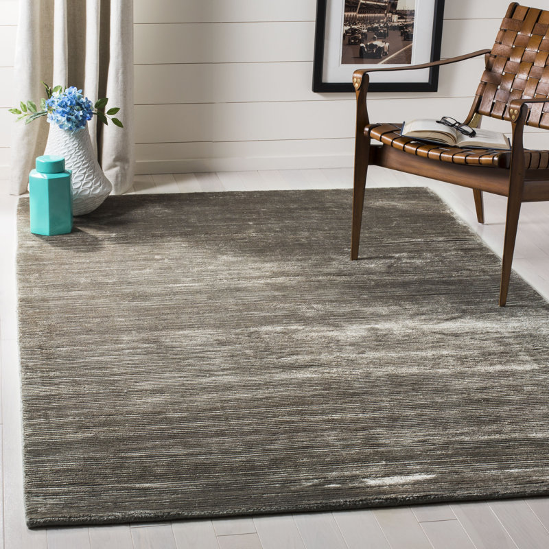 Mcelroy Hand-Knotted Area Rug in Graphite, Rectangle 6' x 9'