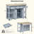 Kitchen Island With Extendable Dining Table, Rubber Wood Veneer Kitchen Table With Internal Storage Rack, Power Outlet, Kitchen Island With Storage 2 Drawers 2 Cabinet