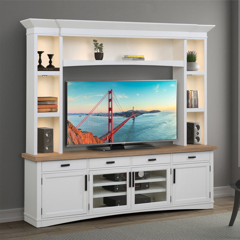 Bankhead 3-Piece Entertainment Center for TVs up to 70", Cotton and Weathered Natural