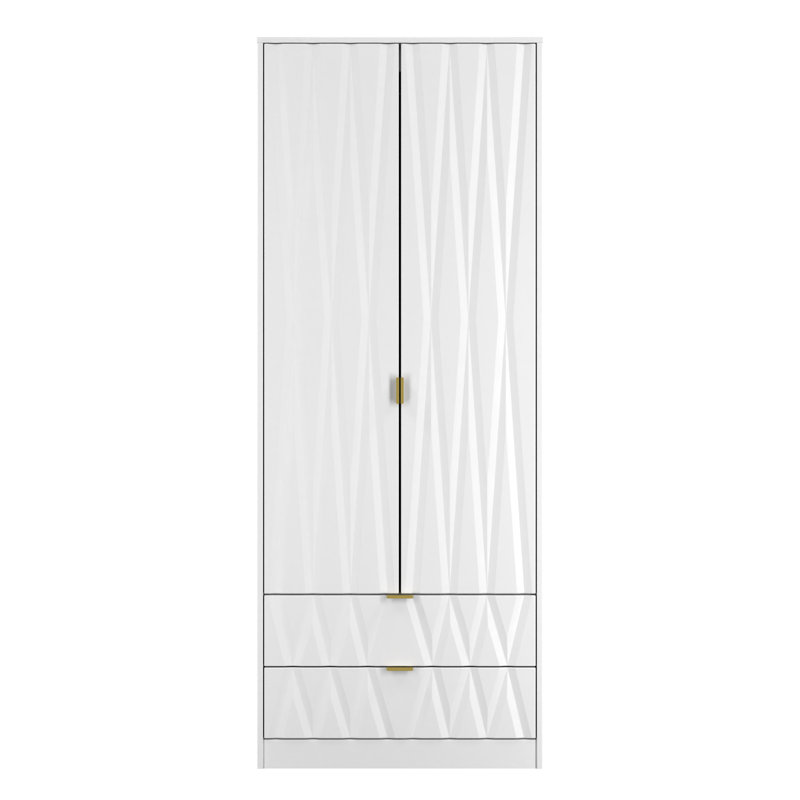 Las Vegas 2 Door Robe 2 Drawer Robe in Dusk Grey (Ready Assembled), White