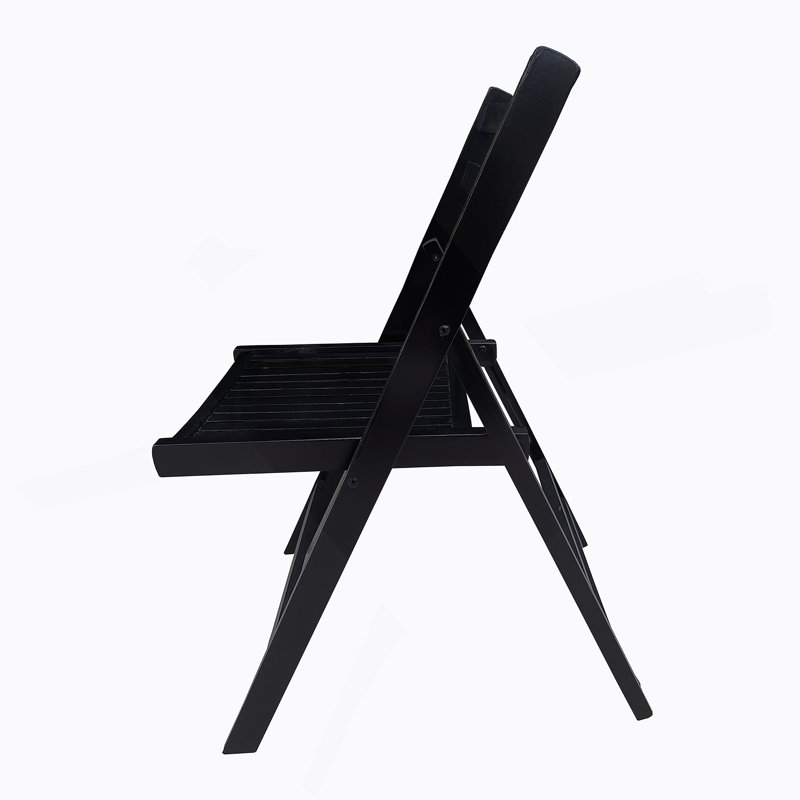 Furniture Slatted Wood Folding Special Event Chair, Black, Set Of 4