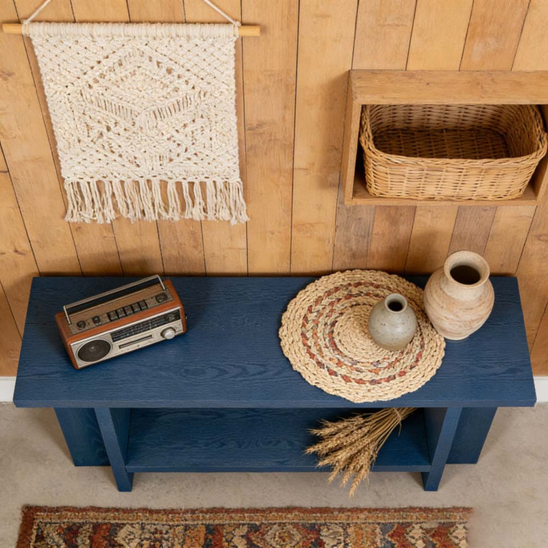 60''Console Table with T-Shaped Legs and Holds up to 120lbs, Navy Blue