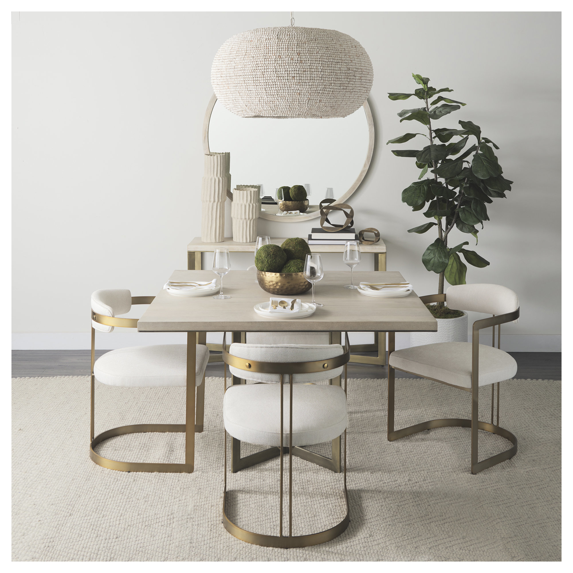 Tulane 48'' Dining Table, Gold, Light Brown