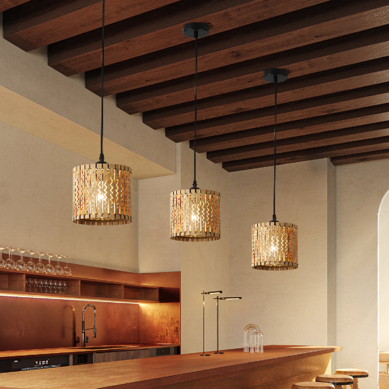  Relative Farmhouse Boho Wooden Pendant Light (Set of 3)