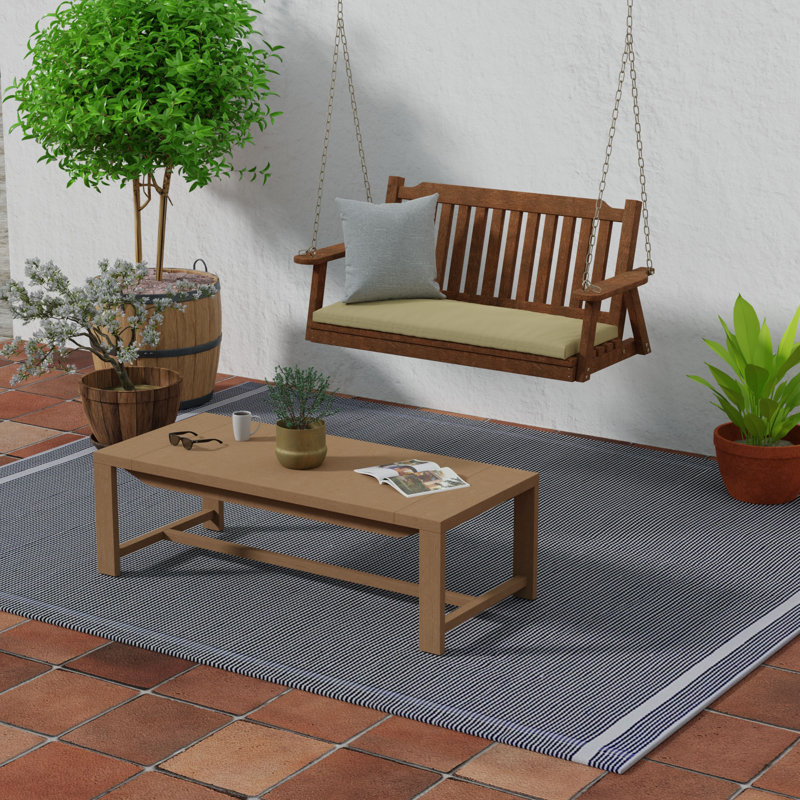 48" x 18" Outdoor Bench Cushion with Ties, Canvas Heather Beige