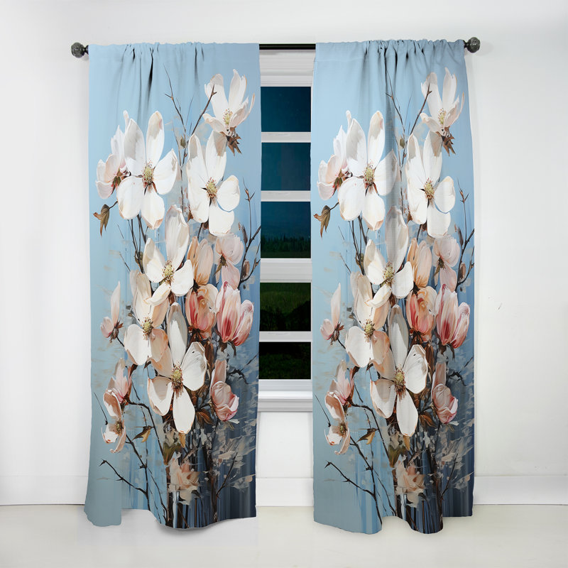 Gurges White Dogwood Impression II - Rideau Dogwood - Velours obscurcissant - 1 panneau, L 52 po x L 90 po