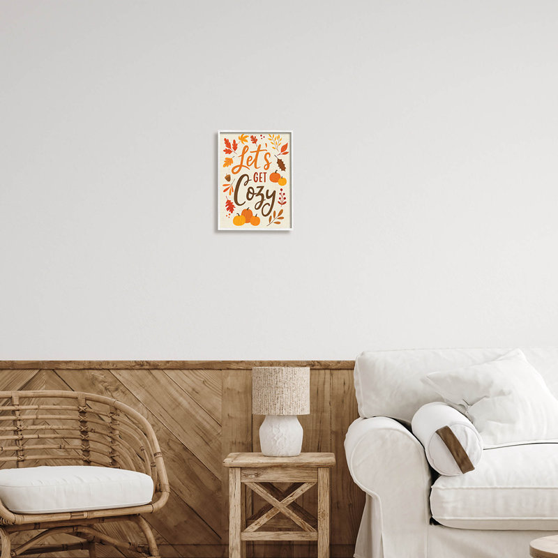 Lets Get Cozy Autumnal at-245, H 14 po x l 11 po x P 1,5 po, Giclée encadrée blanc bord de mer