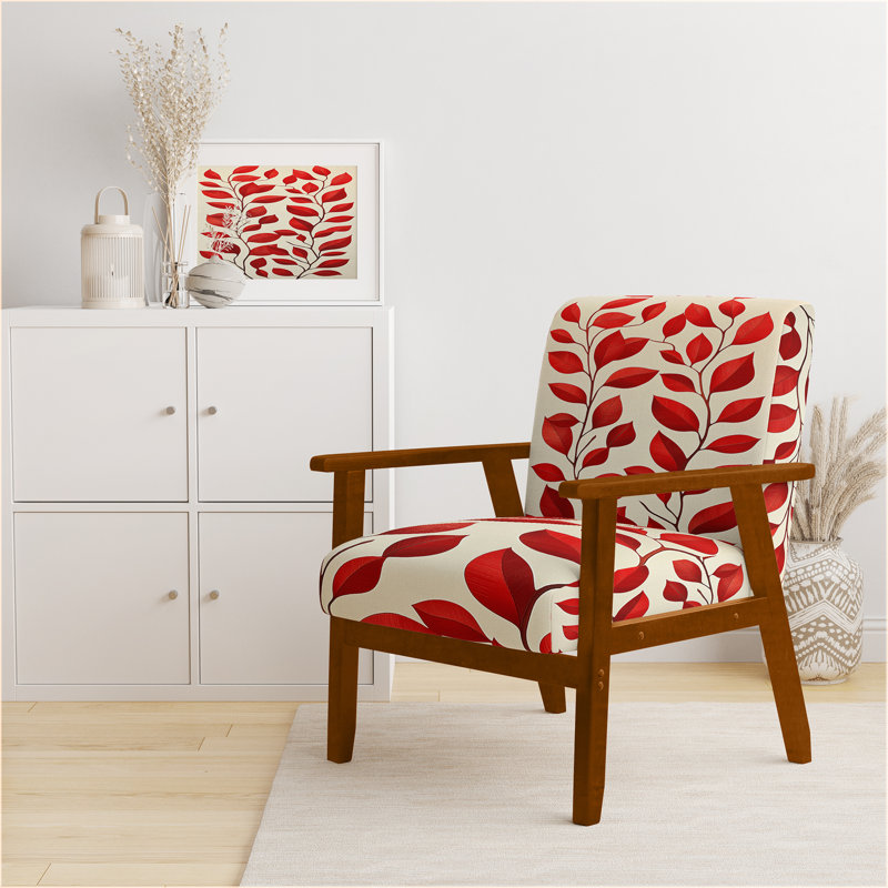 Chaise rembourrée Abstract Botanicals, Brown Square Arms