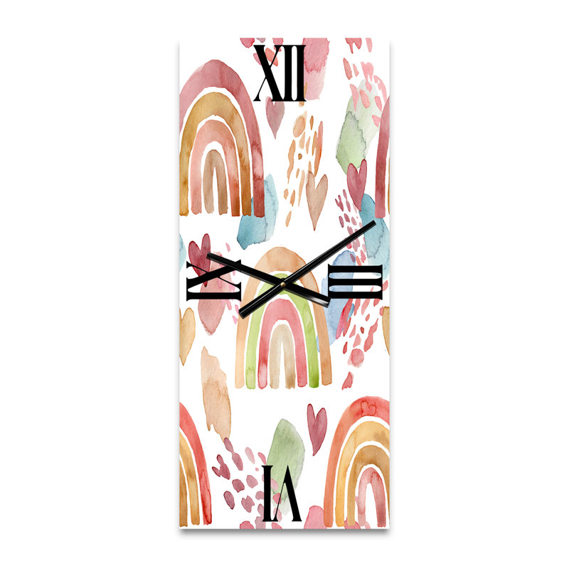 Horloge murale Rainbows Clouds and Hearts, Grand