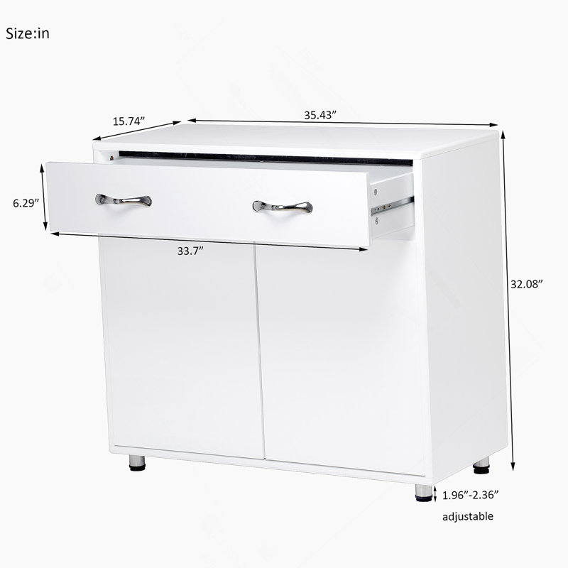 Two Door Side Table-White