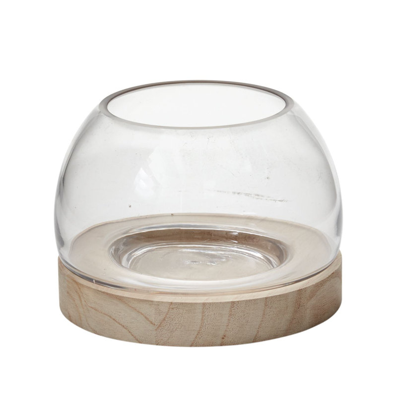 Terrarium en verre et bois Khalema, H 5 po x l 6,5 po x P 6,5 po