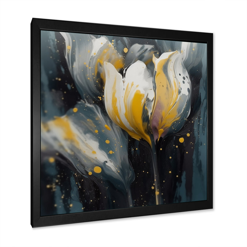 Pétales gris de tulipe sérénité II, Cadre photo noir, H 24 po x l 24 po x P 1 po