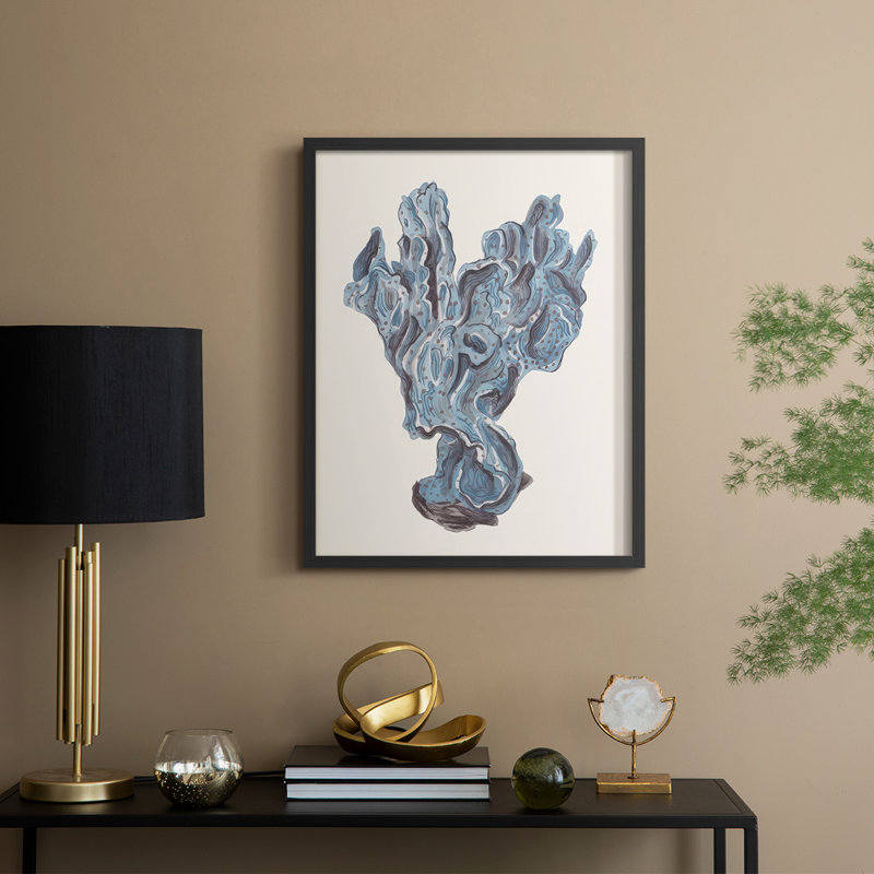 Reproduction encadrée Indigo Reef II - bois massif, H 21 po x l 17 po, Noir, noir, noir, noir
