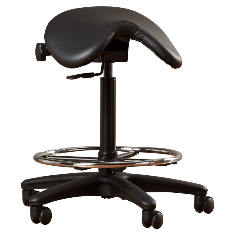 Bouley Adjustable Height Lab Stool with Footring Wheels