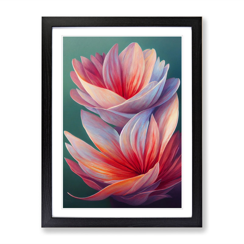 XV1022-2386X Grand Flowers - Single Picture Frame Print, Black, 64cm H x 46cm W