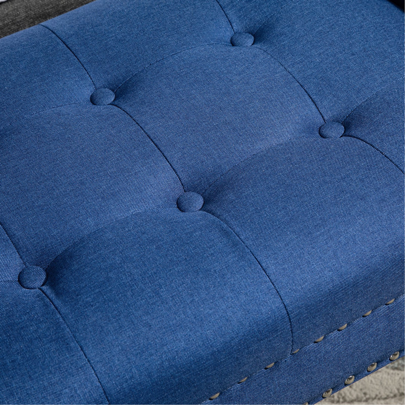 Banc bleu avec bordures décoratives rivetées pour le salon et la chambre à coucher