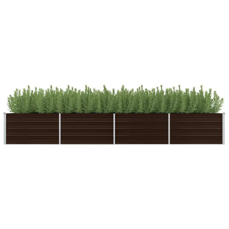 Raised garden bed in galvanized steel, Brown, 45cm H x 320cm W x 80cm D