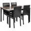 Ensemble de salle à manger en métal avec plateau en faux marbre 5 pièces Furniture - noir, ensemble de salle à manger, table et 4 chaises