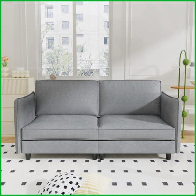 Causeuse Mid-Century 74,27 po 2 places: tissu respirant, structure en bois massif pour petits espaces