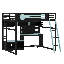Lit mezzanine en bois avec bureau-1746373084