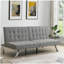 Structure en bois, pieds en acier inoxydable, futon, canapé-lit gris-9826600