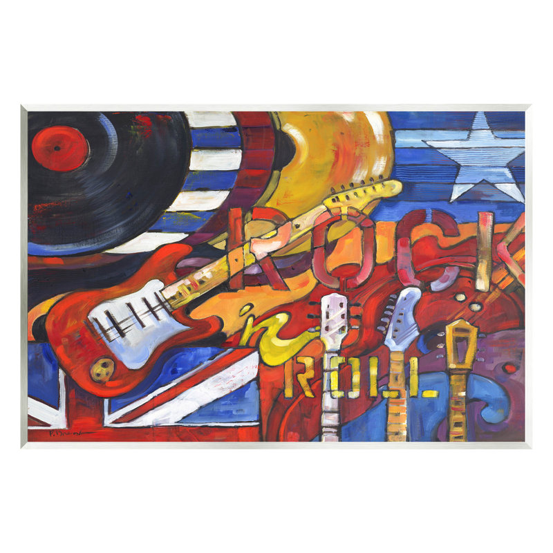 "Rock and Roll Music Tribute" par Paul Brent, H 10 po x l 15 po x P 0,5 po