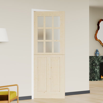 Dalle de porte intérieure hollandaise avec cadre assorti - porte intérieure en panneau de fibres à densité moyenne de 9 pintes en panneau de verre givré