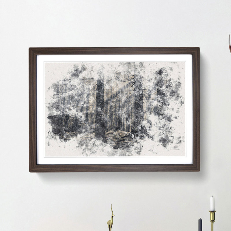 Pine Tree Forest - Picture Frame Painting Print, 62cm H x 87cm W x 2cm D, Walnut Framed