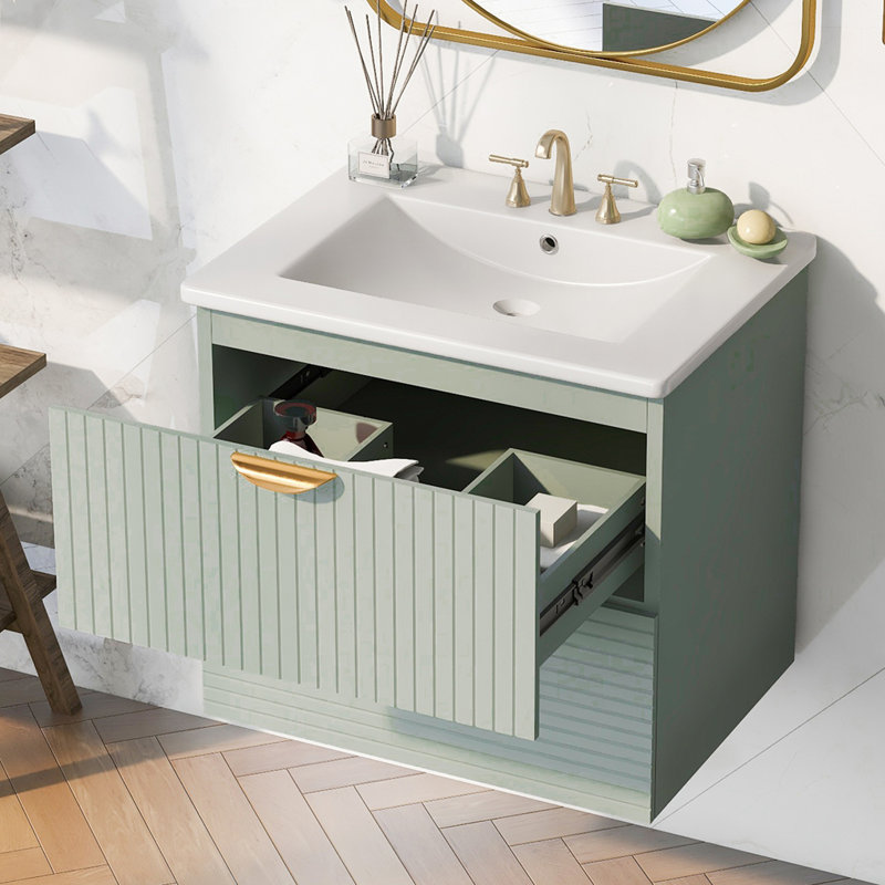Meuble-lavabo mural moderne à 2 tiroirs