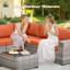 Ensemble de conversation modulaire en osier avec coussins et table de foyer 13 pièces Bobia-1809357159
