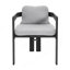 Chaise de patio d'extérieur en aluminium Pula, ensemble de 2, finition noire avec coussin gris