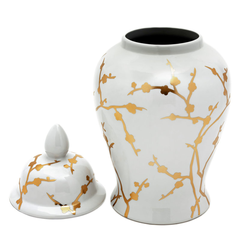 Timeless Chinese Temple Jar, 18", Gold Branches