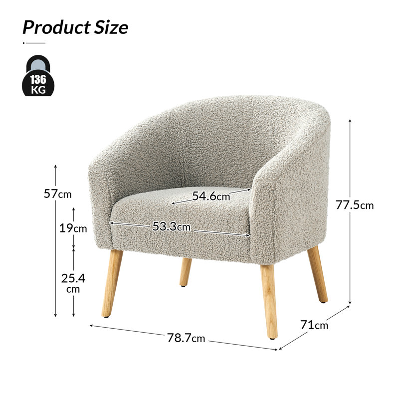 Briggitte Modern Boucle Armchair Set Of 2, Grey