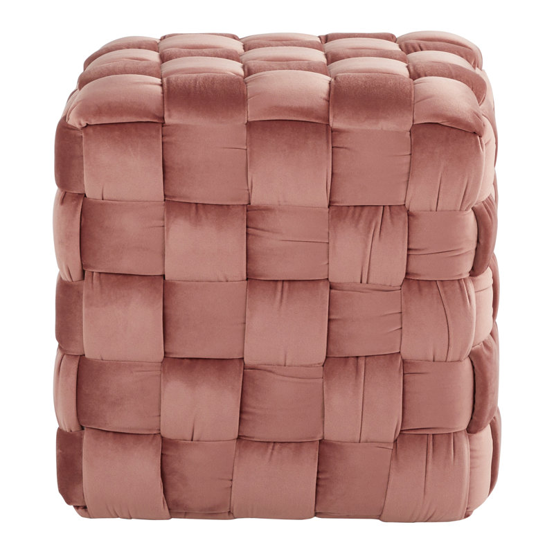 Repose-pieds carré tressé 16 po en velours rose par Lumisource