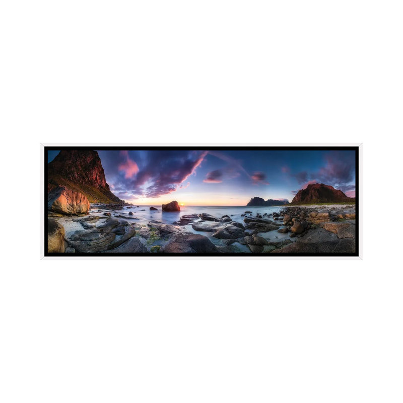 Utakleiv Sunset by Dr. Nicholas Roemmelt - Floater Frame Panoramic Print on Canvas, 121.92 cm H x 40.64 cm W, White