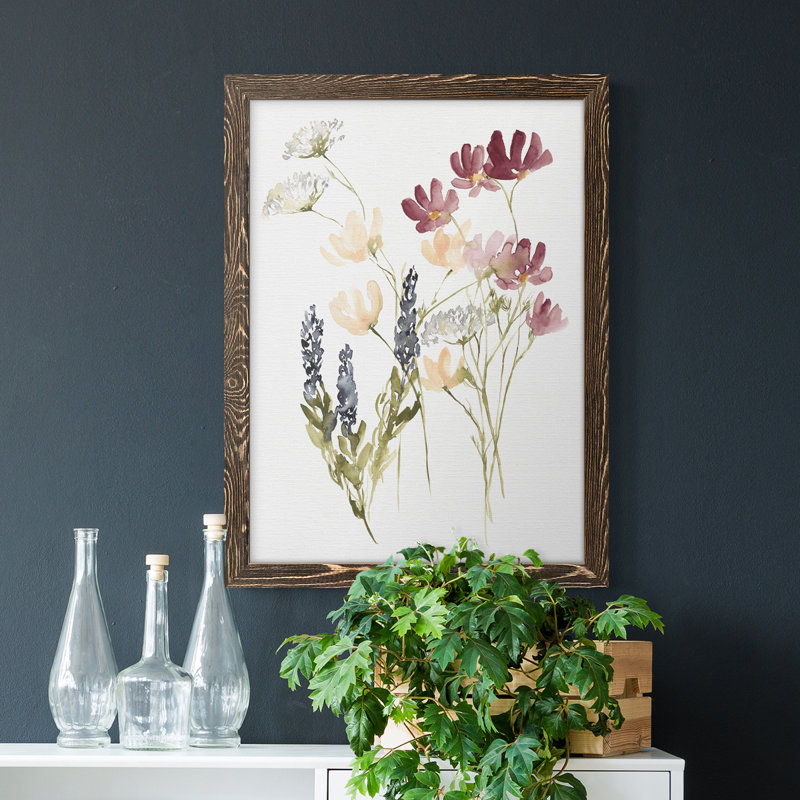 Toile encadrée de qualité supérieure Lobelia Garden I - prête à être accrochée, H 44 po x l 31 po x P 1 po, Noyer