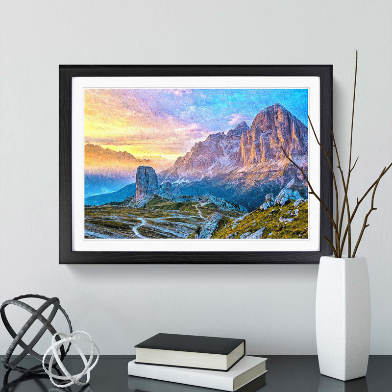 Mountain View - Picture Frame Painting Print, 27cm H x 36cm W x 2cm D, Black Framed