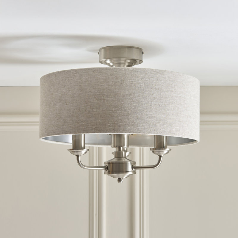 Linen Flush Mount, Brushed Chrome