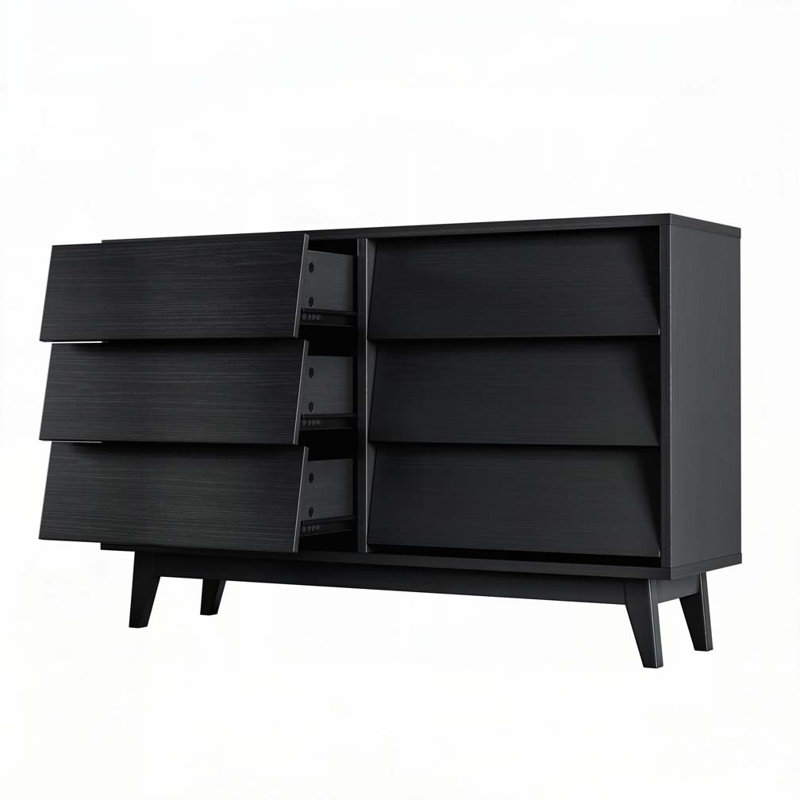 Commode double 6 tiroirs Vintage, Noir