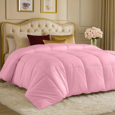 Utopia Bedding Comforters Queen Size, All Season Duvet Insert, Down Alternative Box Stitched Bed Comforter with Corner Tabs, Machine Washable (Pink)