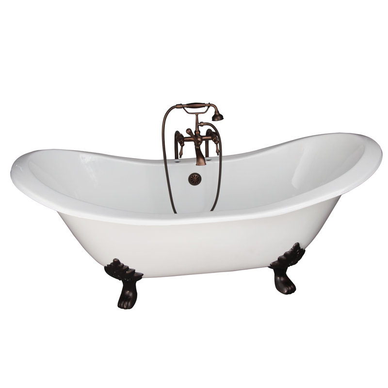 72'' x 31'' Freestanding Soaking Cast Iron Bathtub, Oil Rubbed Bronzed