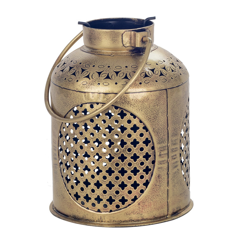 Tin Tabletop Lantern, H21 x W15 x D15 cm