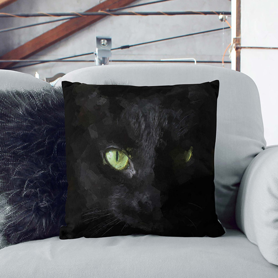 Cat with Eyes in Abstract Cushion with Filling